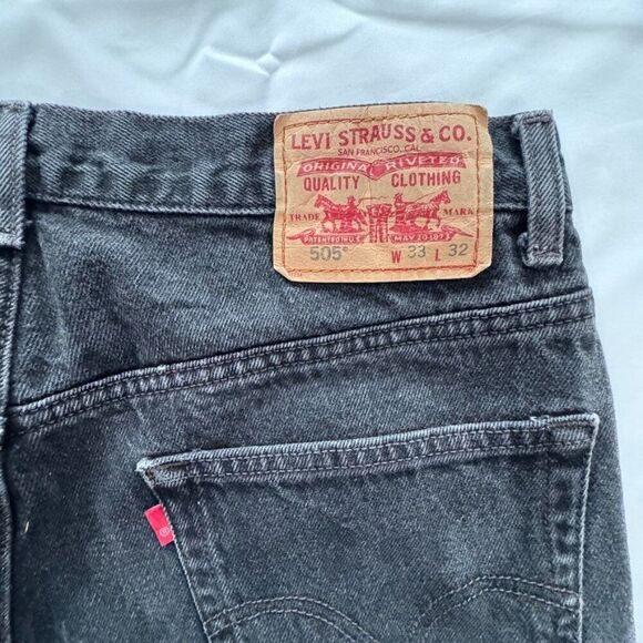 Vintage Levi's 505 Jeans Men's Size 33x32 Black Regular Fit Stretch Cotton Blend - Picture 2 of 10